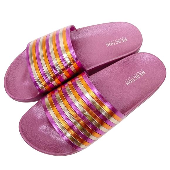 Kenneth Cole Reaction Pool Pipes Pink Slides Sz 7 - Picture 2 of 7